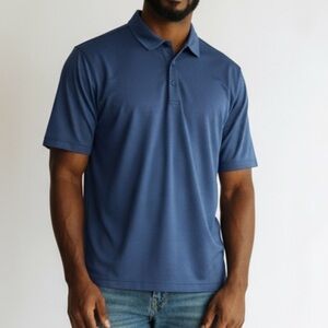 € Pebble Beach Striped Dark Blue Light Blue Golf Polo Shirt Size L